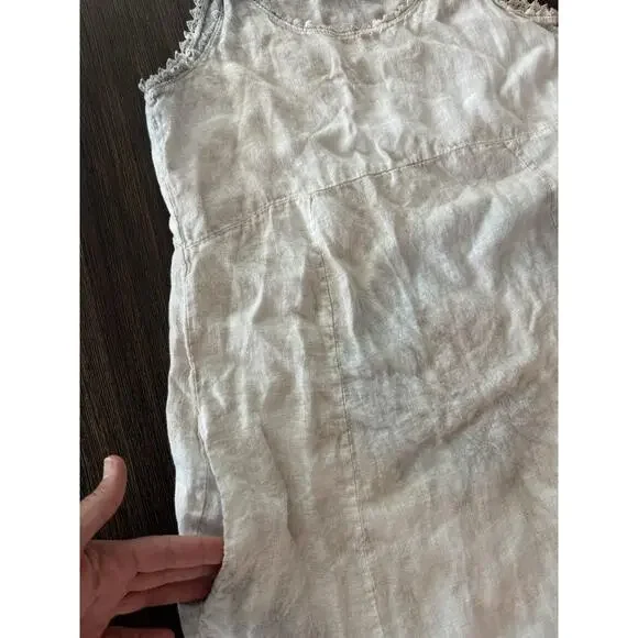 Tempo Paris Dress Womens Small Beige Linen Midi Ruffle Hem Sundress Italy - Picture 4 of 7